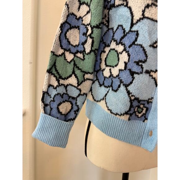 NWT Willow & Wind Blue Green Floral Recycled Yarn Cardigan (Size S) - Picture 10 of 15